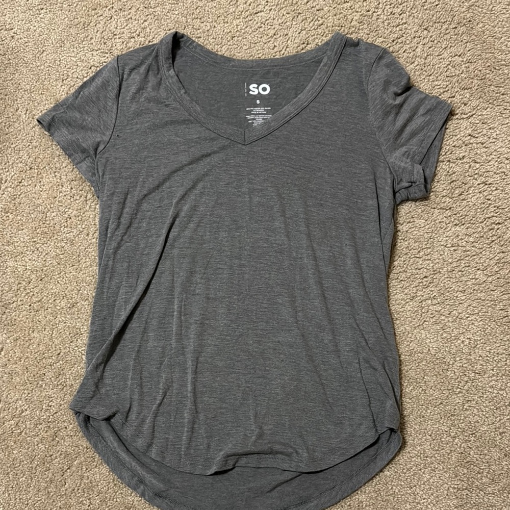 SO Women's Gray V-Neck Top